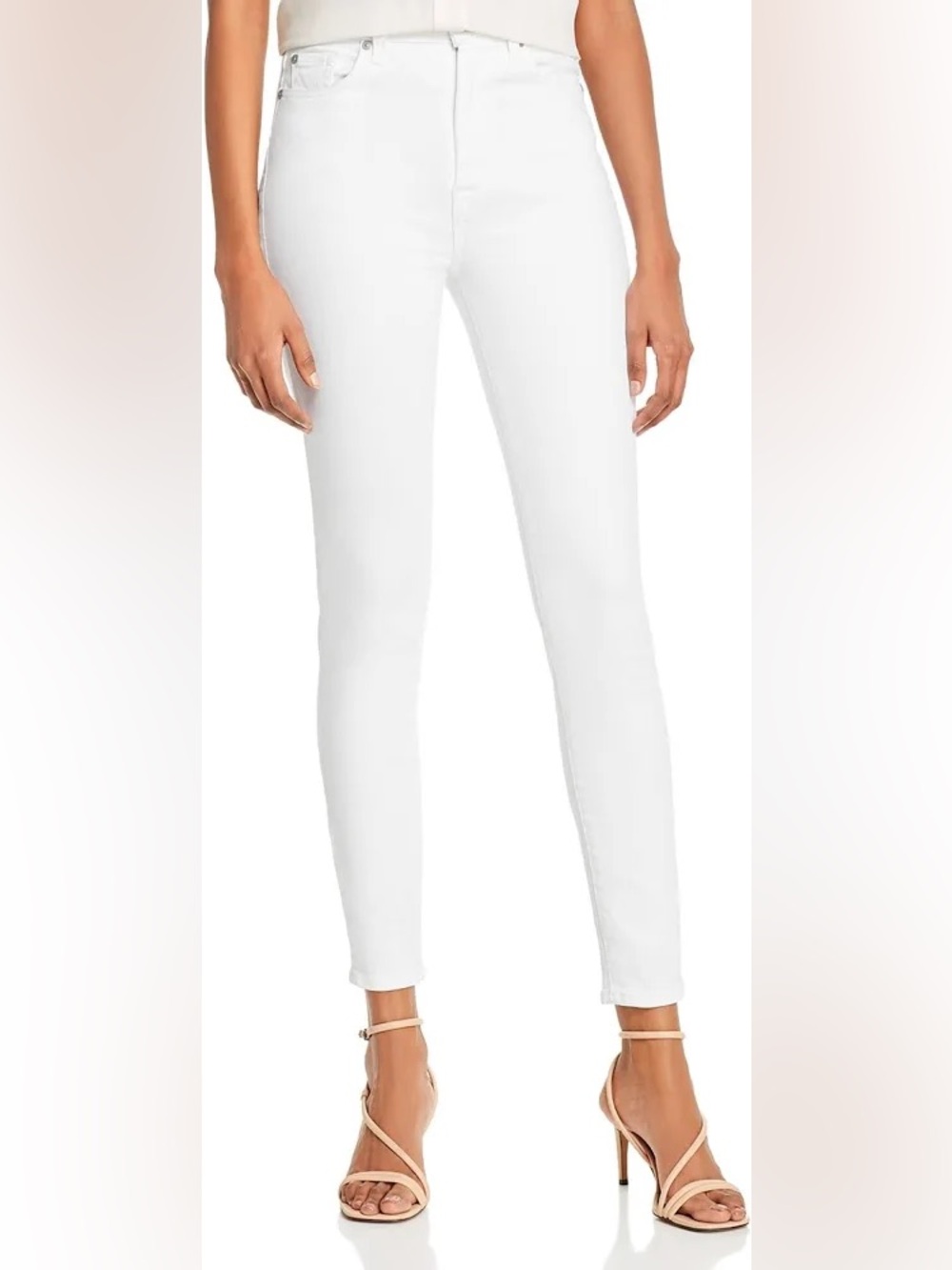 7 For All Man Kind The High Waist Ankle Skinny White Jeans